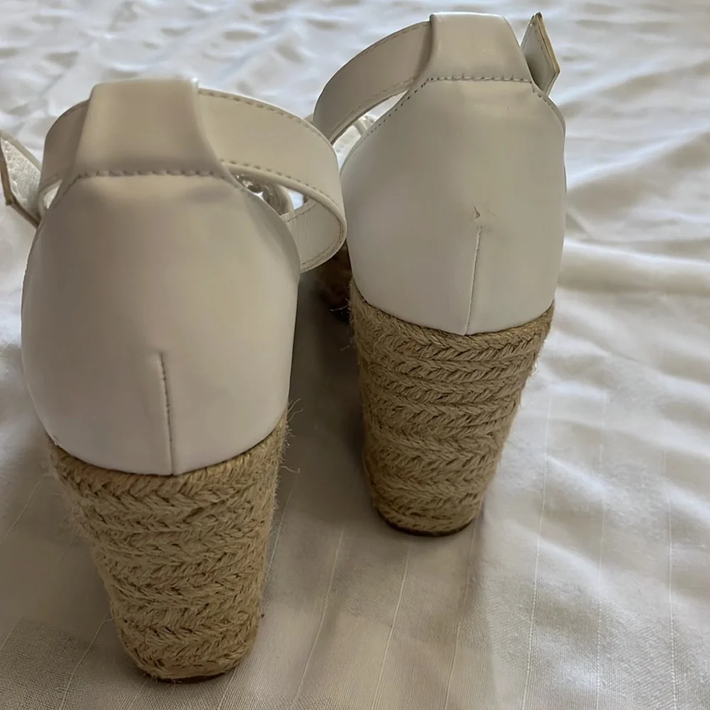 Steve Madden Joni espadrille white wedge platform sandals heels Size 8.5